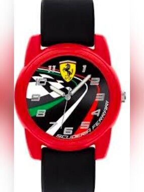 Ferrari Black & Red Scuderia Racing Dial Kids Watch